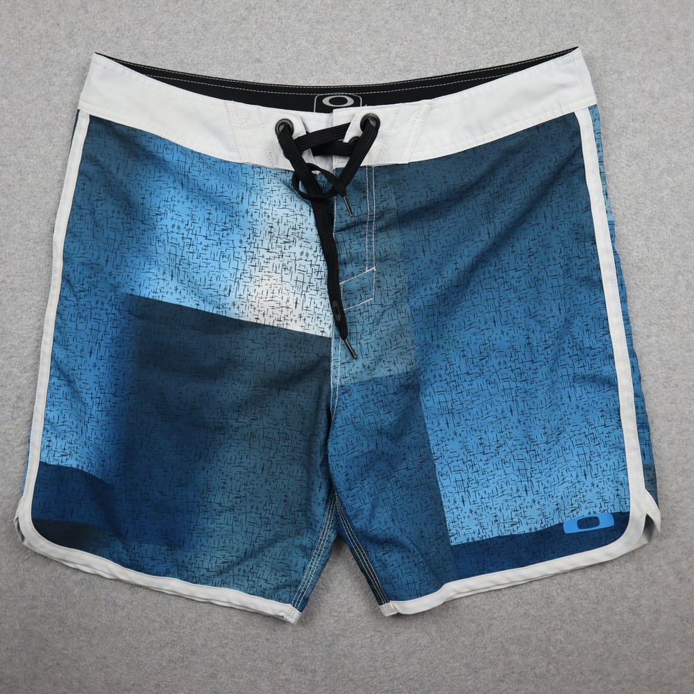 Oakley Board Shorts Men 36 Blue Geometric Pattern Surf Swim Trunks Athletic